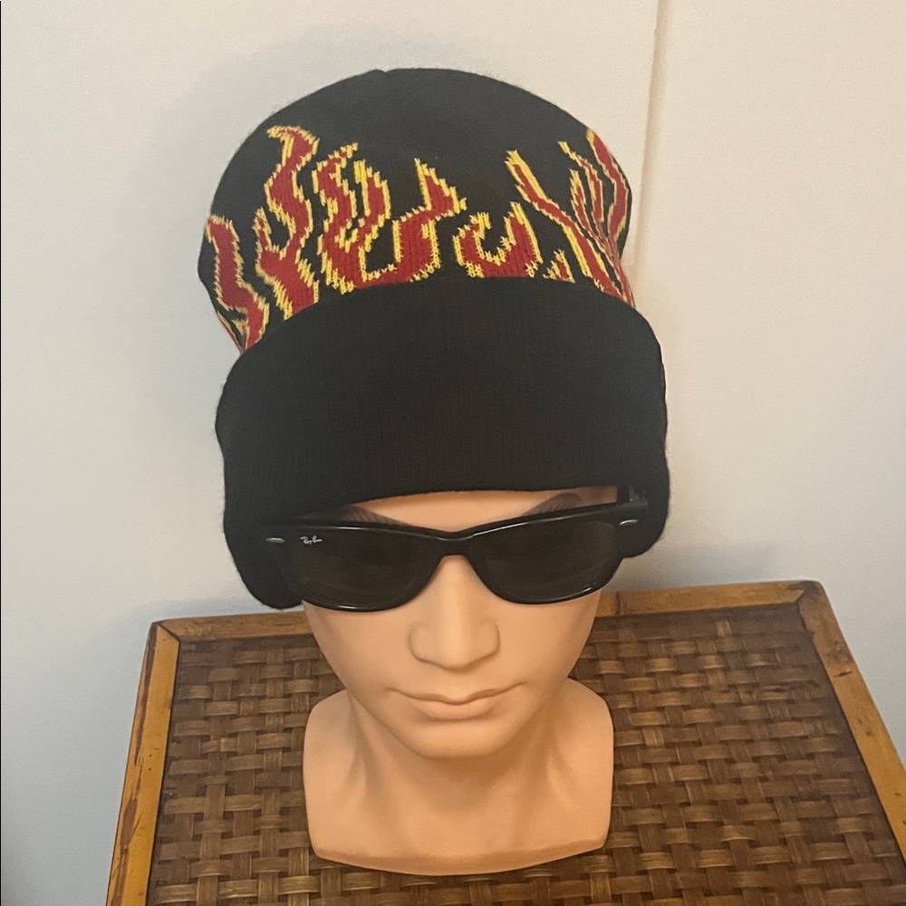 Black and Red Flame Beanie